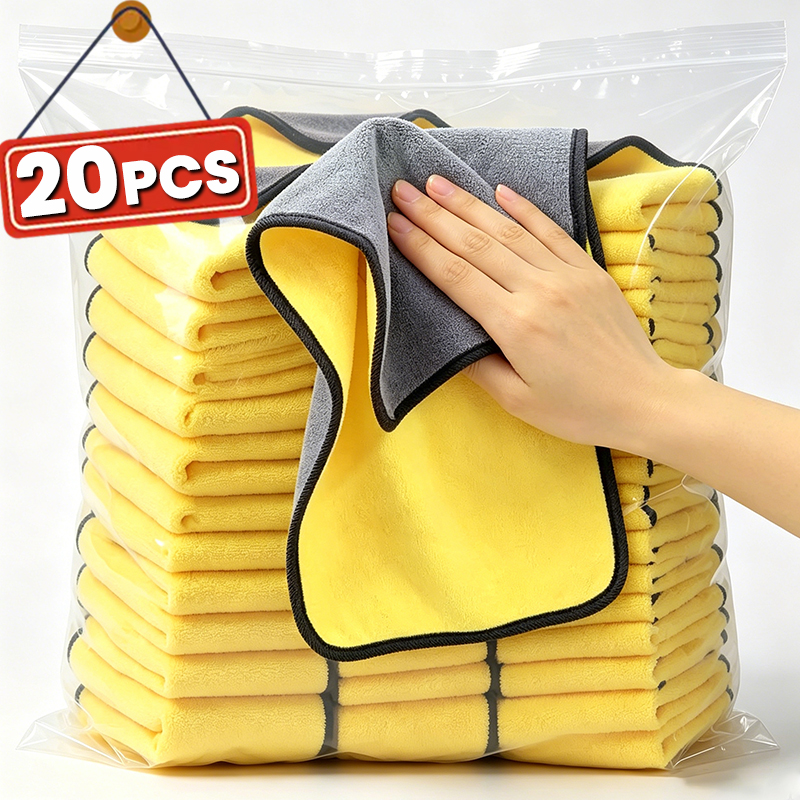 Microfiber Towel Detailing - 1-20pcs Thicken Microfiber Cloths Double Sides