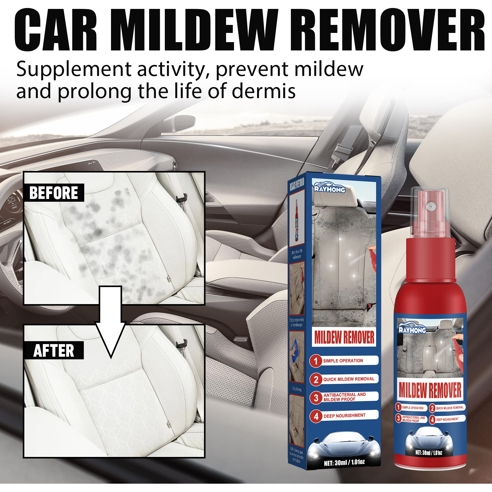 Car Mildew Remover Spray Multi - Leather Cleaner Interior ulasan dan harga