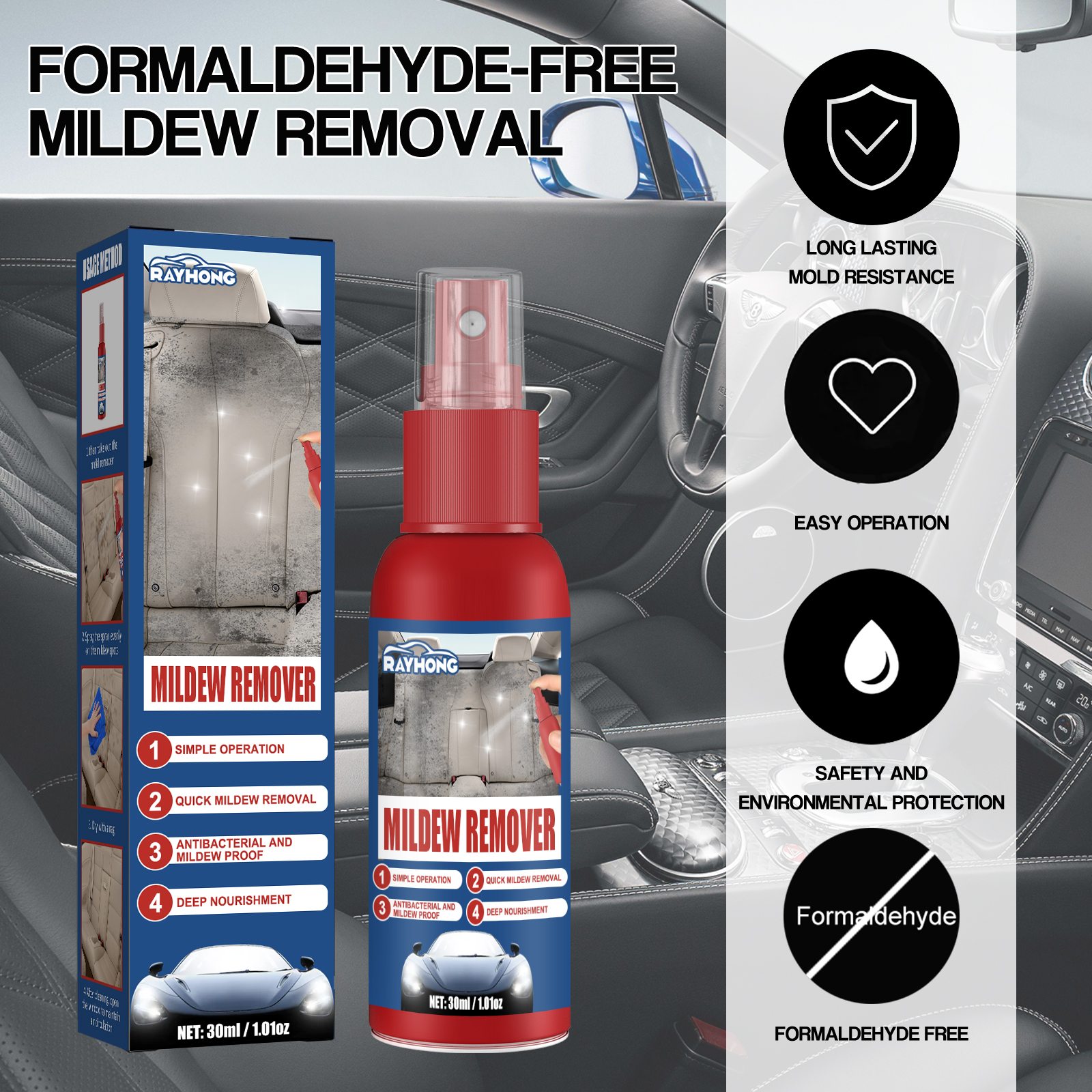 Car Mildew Remover Spray Multi - Leather Cleaner Interior ulasan dan harga